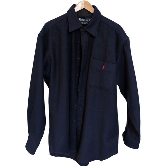 Polo by Ralph Lauren Vintage 90s 100% Wool Jacket Shirt Men's Large